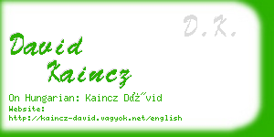 david kaincz business card